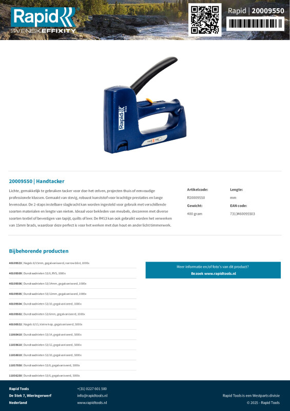 Productsheet Handtacker R453 | Blauw/geel