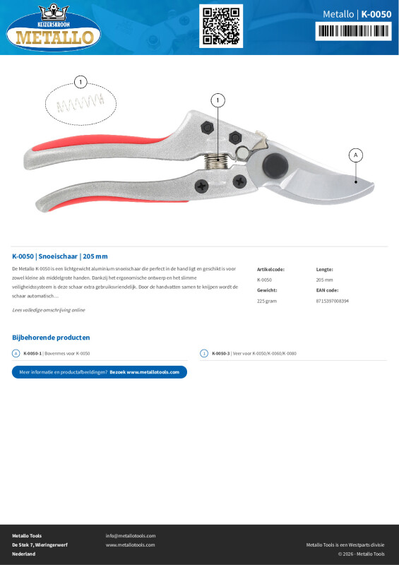 Productsheet Snoeischaar  | 205 mm