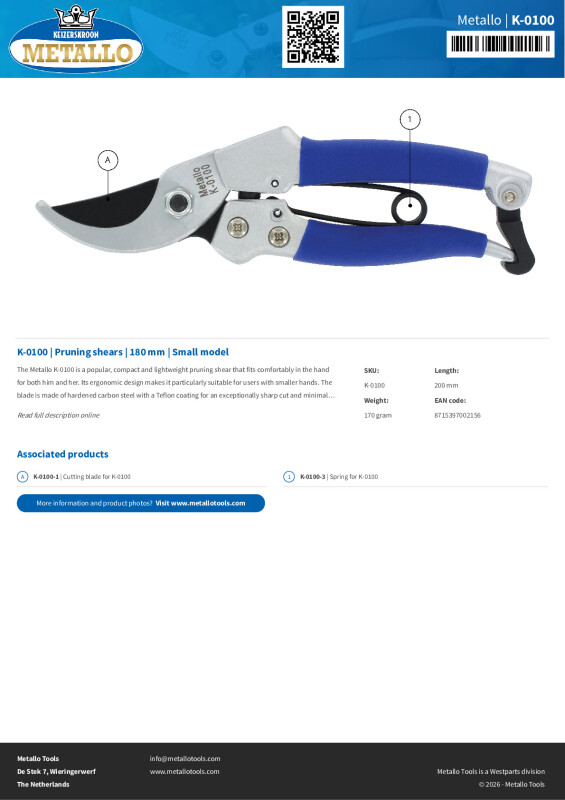 Productsheet Pruning shears  | 180 mm | Small model
