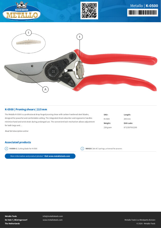 Productsheet Pruning shears  | 215 mm