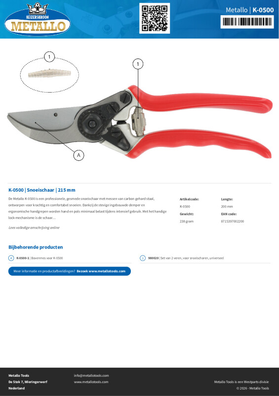 Productsheet Snoeischaar  | 215 mm