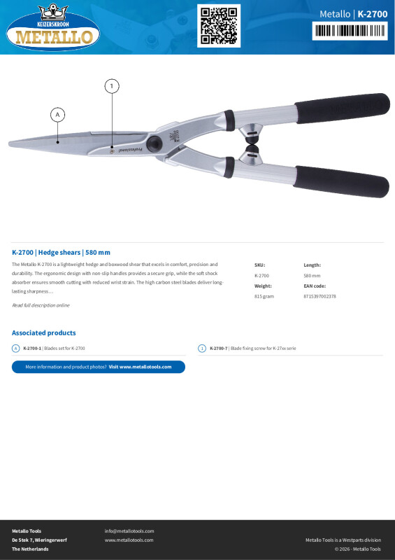 Productsheet Hedge shears | 580 mm