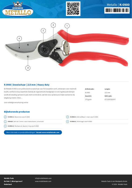 Productsheet Snoeischaar  | 215 mm | Heavy duty