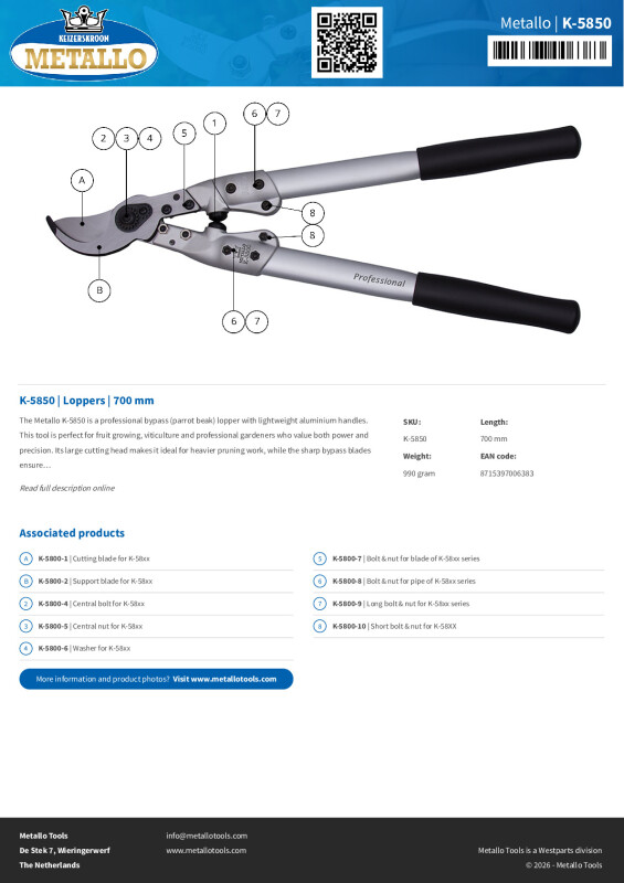 Productsheet Loppers | 700 mm