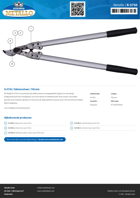 Productsheet Takkenschaar | 700 mm