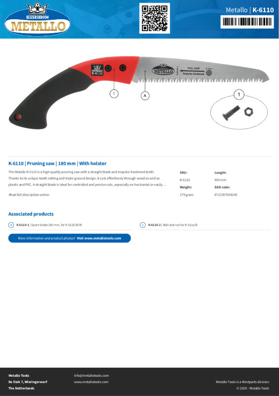 Productsheet Pruning saw | 180 mm | With holster