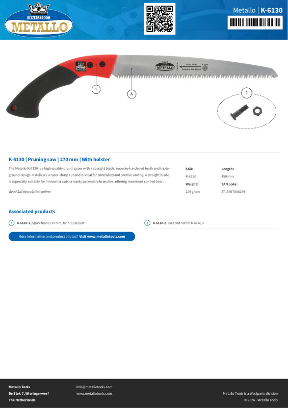 Productsheet Pruning saw | 270 mm | With holster