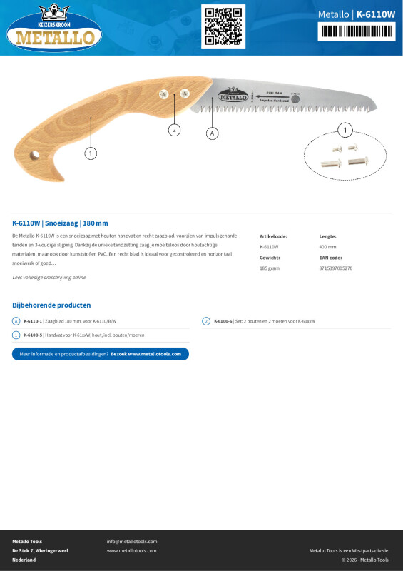 Productsheet Snoeizaag | 180 mm