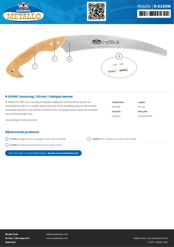 Productsheet Snoeizaag | 330 mm | Gebogen lemmet