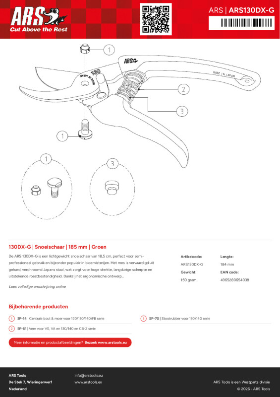 Productsheet Snoeischaar  | 185 mm | Groen
