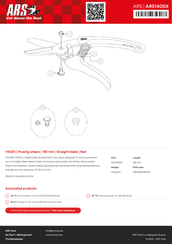 Productsheet Pruning shears  | 185 mm | Straight blade | Red