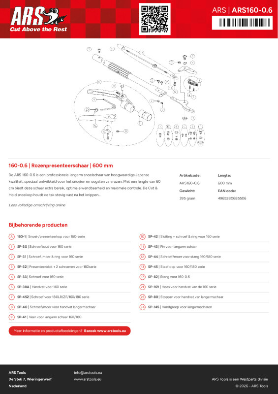 Onderdelentekening Rozenpresenteerschaar | 600 mm