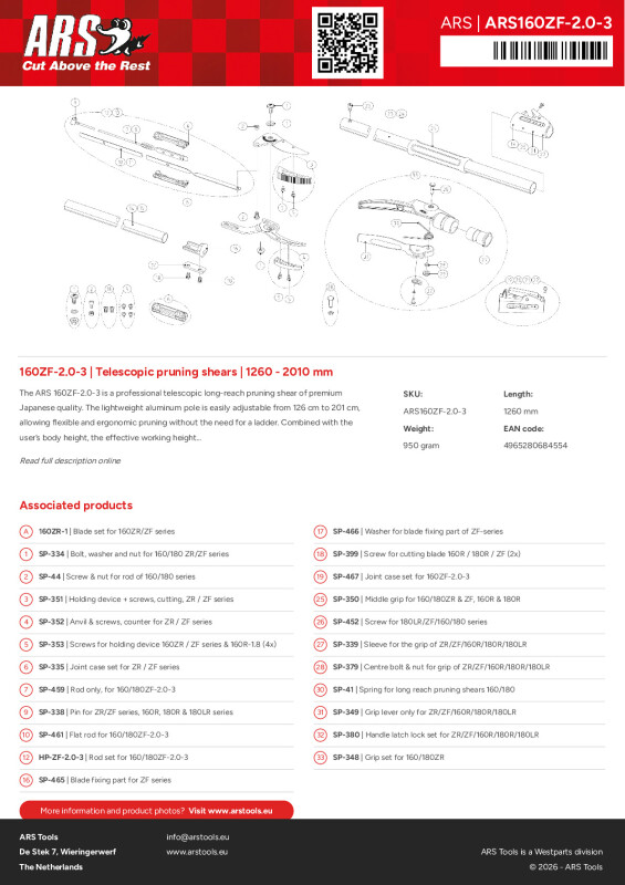 Productsheet Telescopic pruning shears | 1260 - 2010 mm