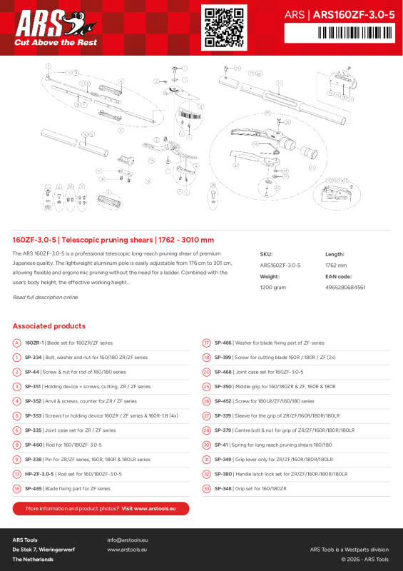 Productsheet Telescopic pruning shears | 1762 - 3010 mm