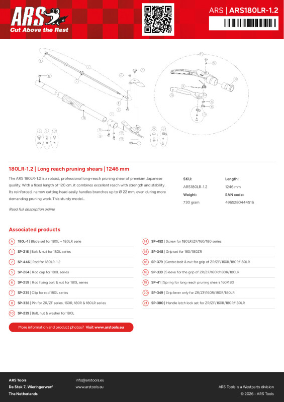 Productsheet Long reach pruning shears | 1246 mm