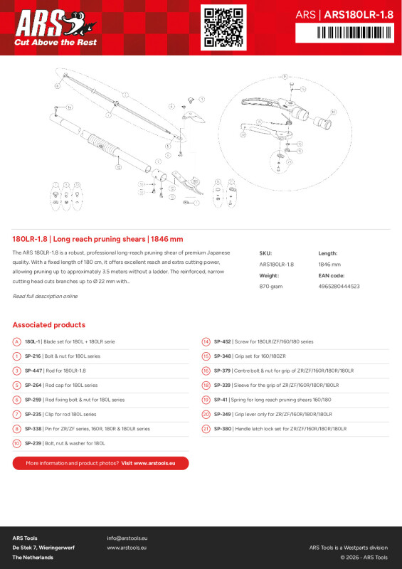 Productsheet Long reach pruning shears | 1846 mm