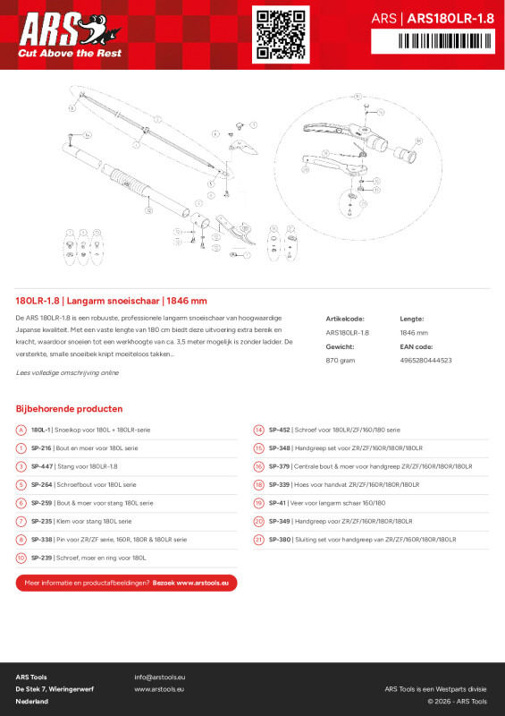 Productsheet Langarm snoeischaar | 1846 mm