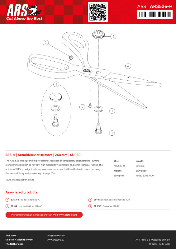 Productsheet Aramid/kevlar scissors | 260 mm | SUPER