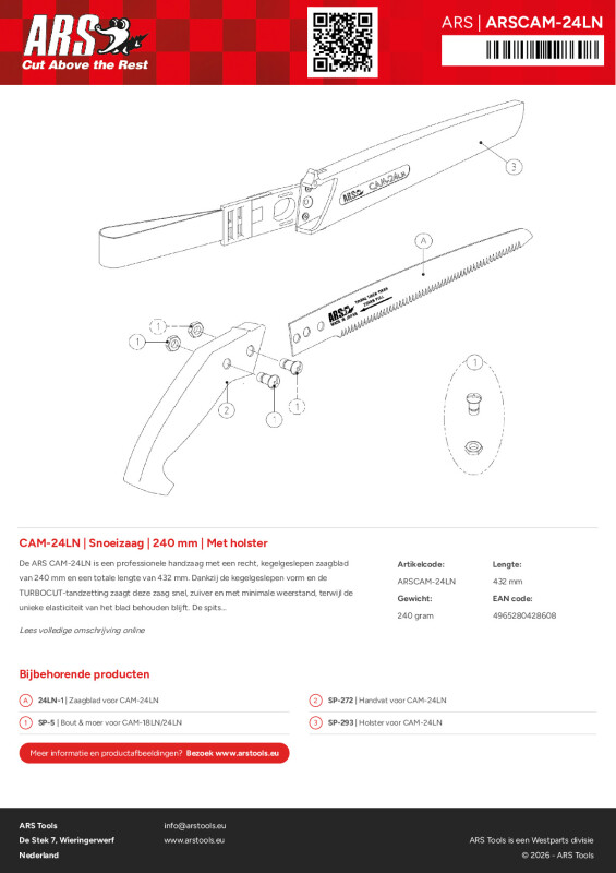 Productsheet Snoeizaag | 240 mm | Met holster