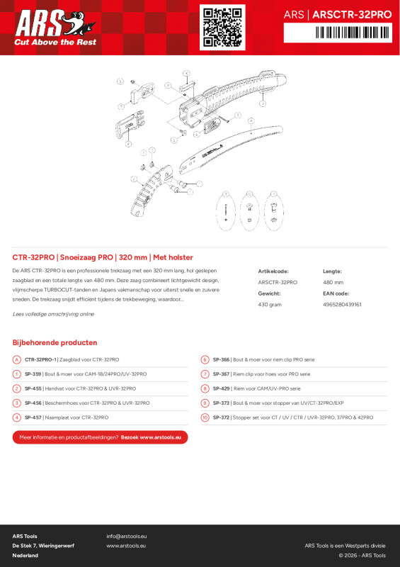 Onderdelentekening Snoeizaag PRO | 320 mm | Met holster
