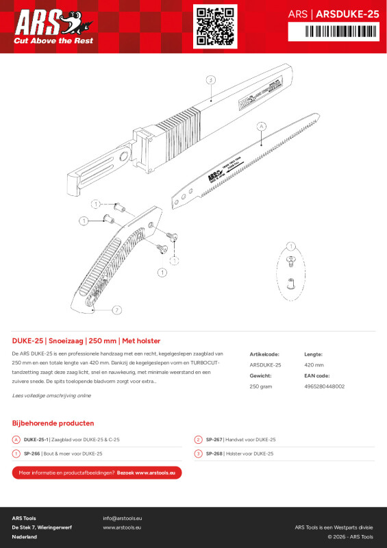 Onderdelentekening Snoeizaag | 250 mm | Met holster