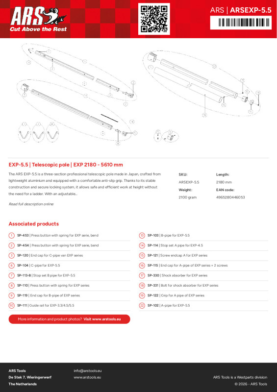 Productsheet Telescopic pole | EXP 2180 - 5610 mm