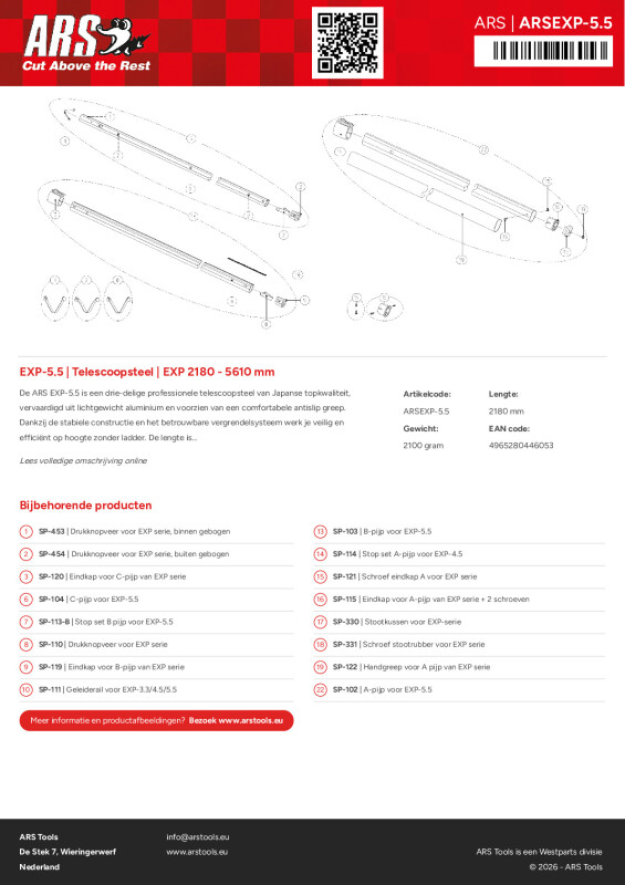 Productsheet Telescoopsteel | EXP 2180 - 5610 mm