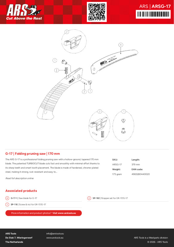 Productsheet Folding pruning saw | 170 mm