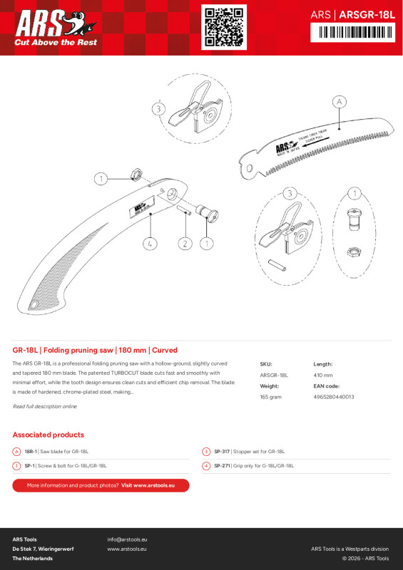 Productsheet Folding pruning saw | 180 mm | Curved