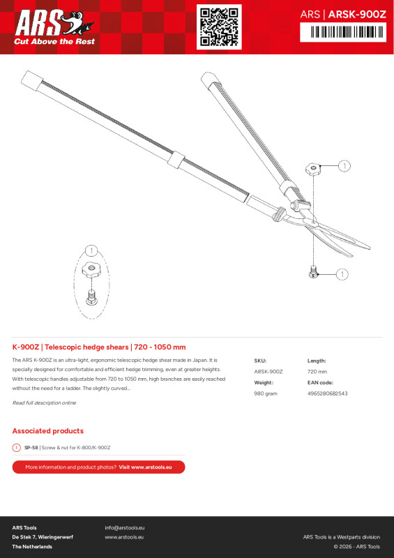 Productsheet Telescopic hedge shears | 720 - 1050 mm