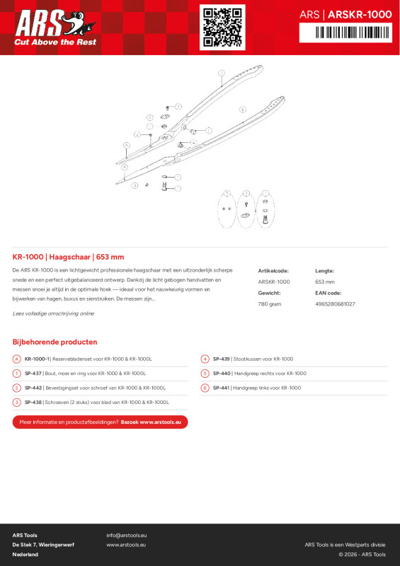 Onderdelentekening Haagschaar | 653 mm