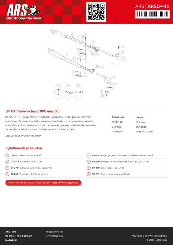 Productsheet Takkenschaar | 800 mm | XL