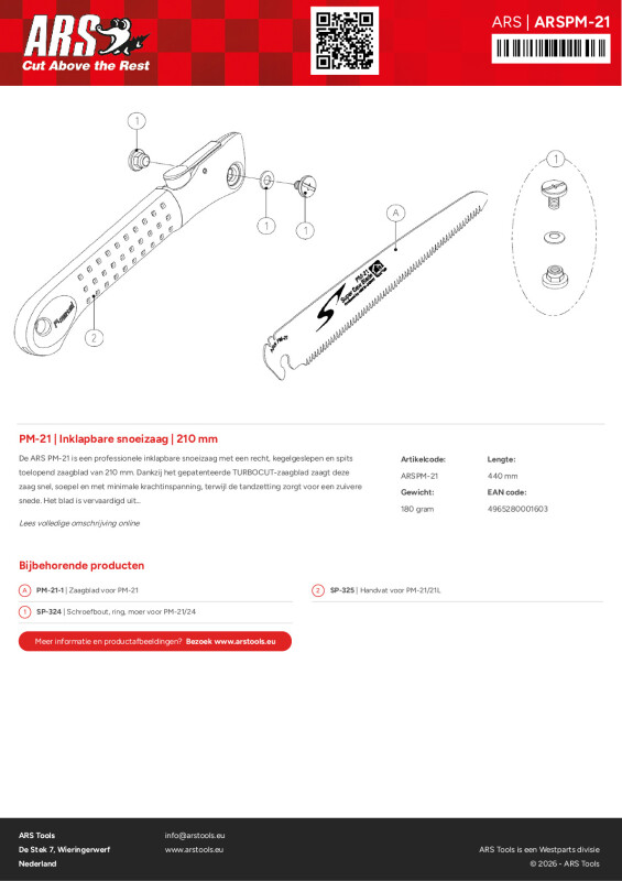 Productsheet Inklapbare snoeizaag | 210 mm