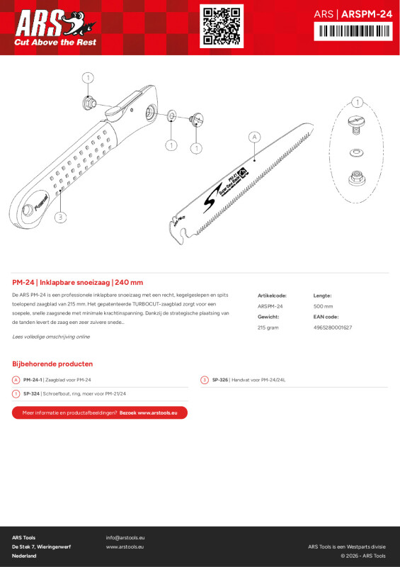 Onderdelentekening Inklapbare snoeizaag | 240 mm