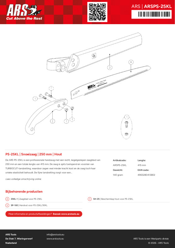 Productsheet Snoeizaag | 250 mm | Hout