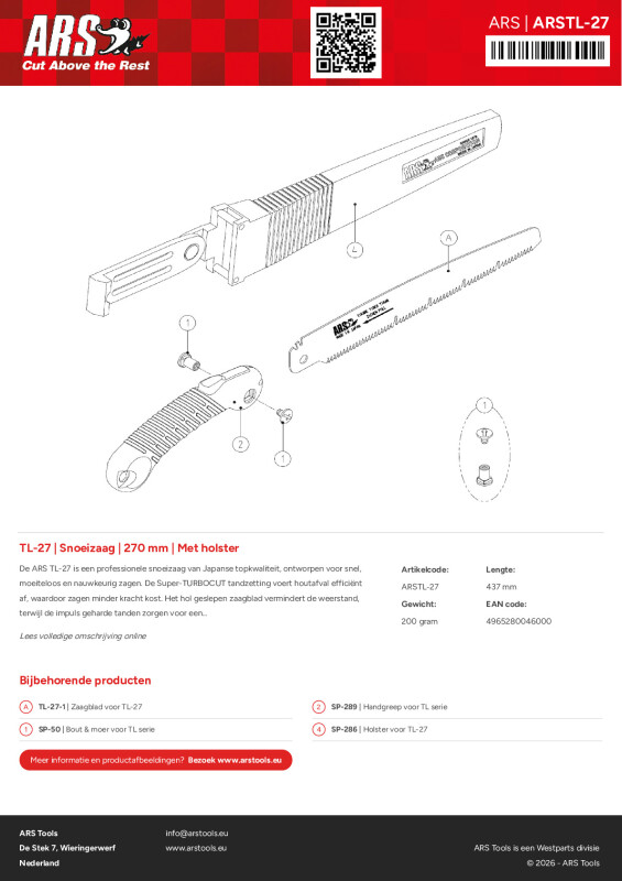 Productsheet Snoeizaag | 270 mm | Met holster
