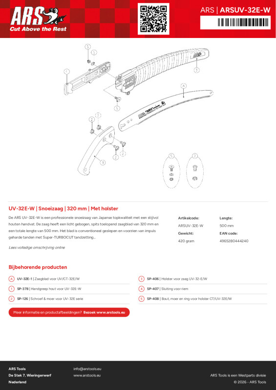 Productsheet Snoeizaag | 320 mm | Met holster