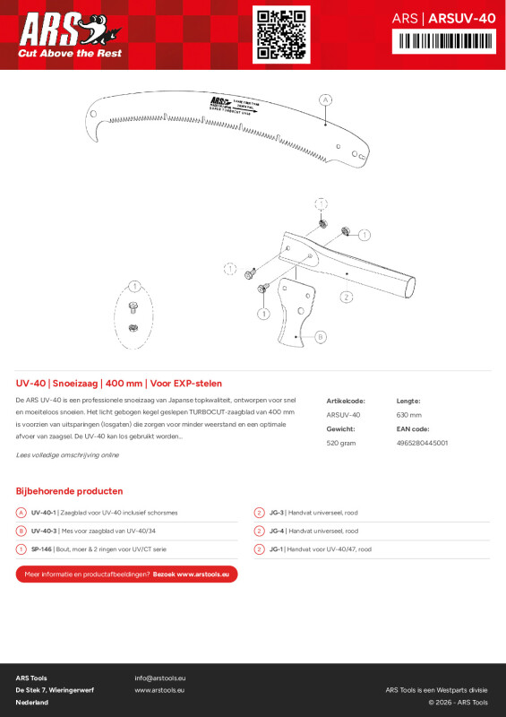 Productsheet Snoeizaag | 400 mm | Voor EXP-stelen
