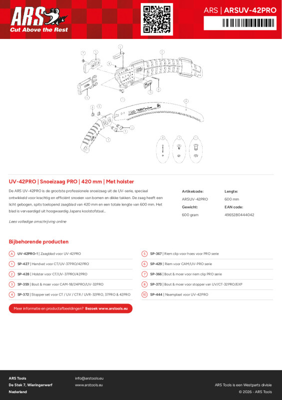 Productsheet Snoeizaag PRO | 420 mm | Met holster