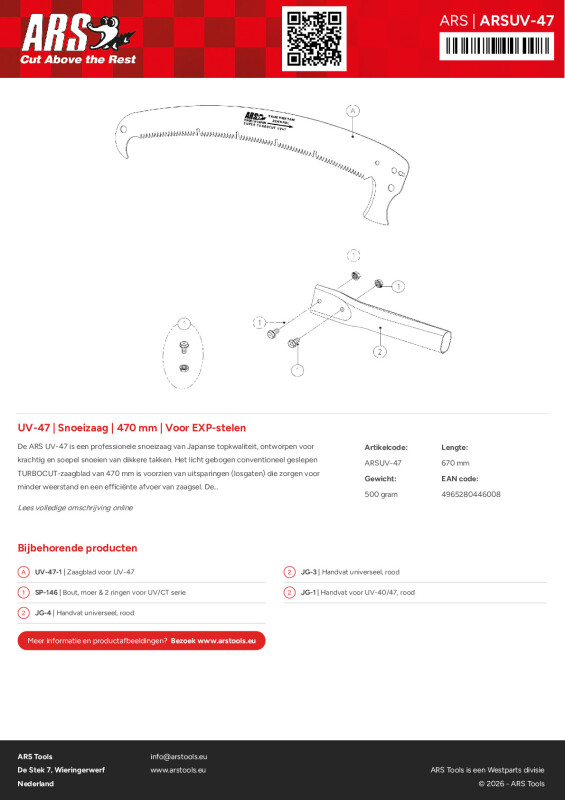 Onderdelentekening Snoeizaag | 470 mm | Voor EXP-stelen