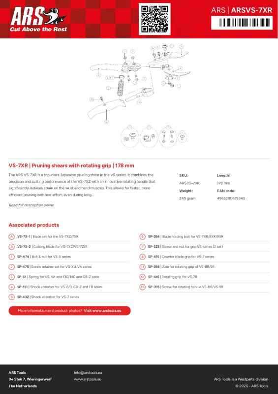 Productsheet Pruning shears with rotating grip | 178 mm