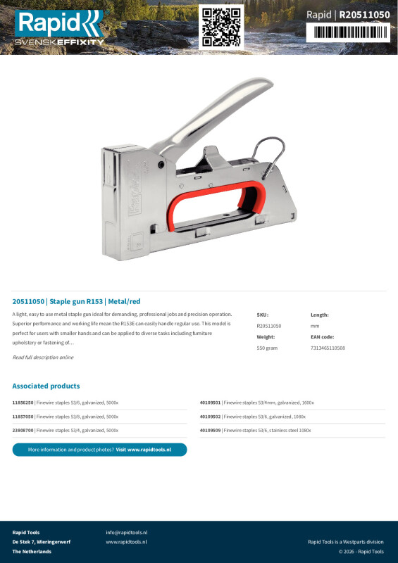 Productsheet Staple gun R153 | Metal/red
