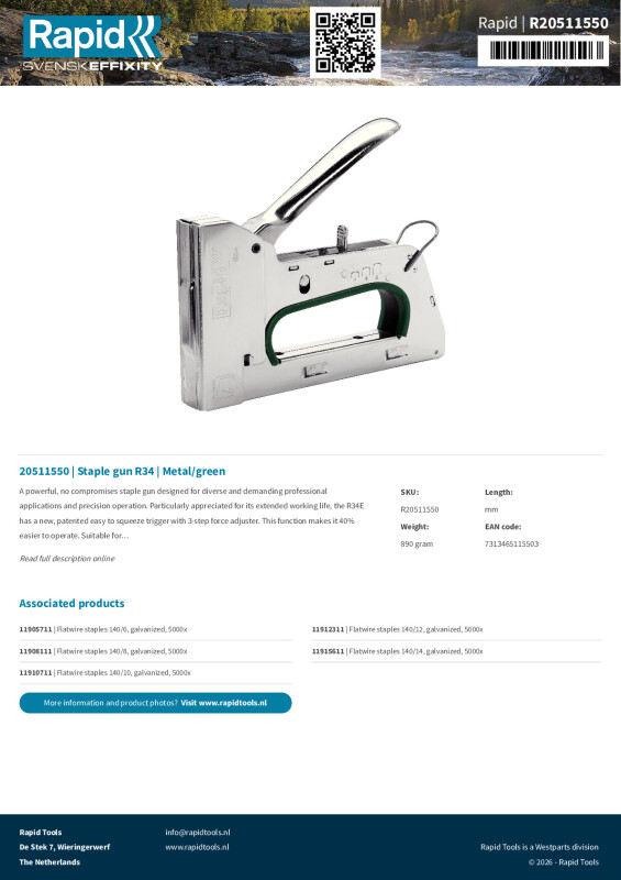 Productsheet Staple gun R34 | Metal/green