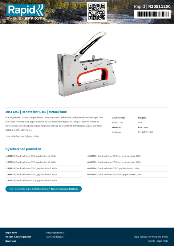 Productsheet Handtacker R353 | Metaal/rood