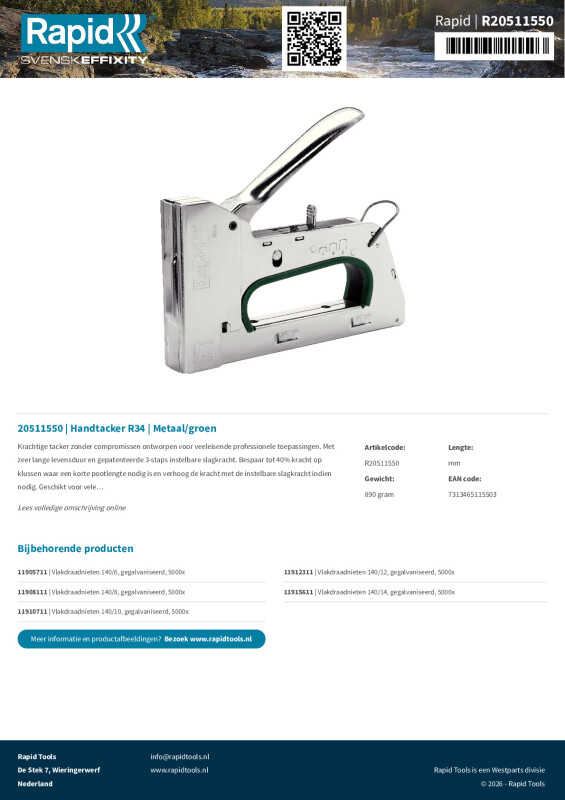 Productsheet Handtacker R34 | Metaal/groen