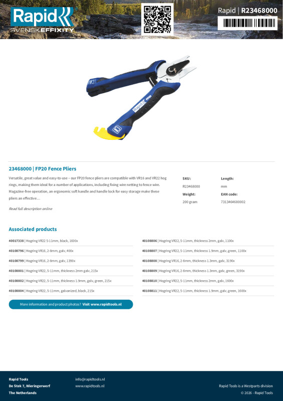 Productsheet FP20 Fence Pliers