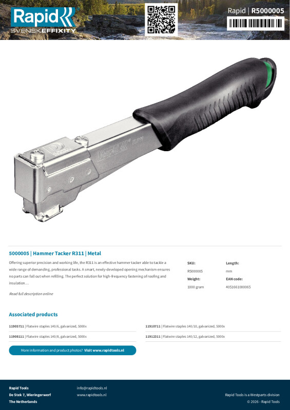 Productsheet Hammer Tacker R311 | Metal