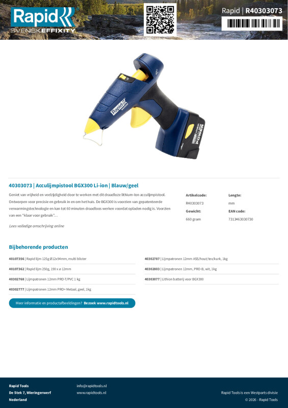 Productsheet Acculijmpistool BGX300 Li-ion | Blauw/geel