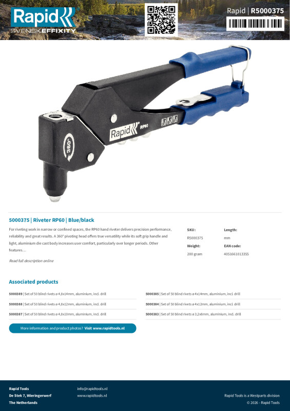Productsheet Riveter RP60 | Blue/black